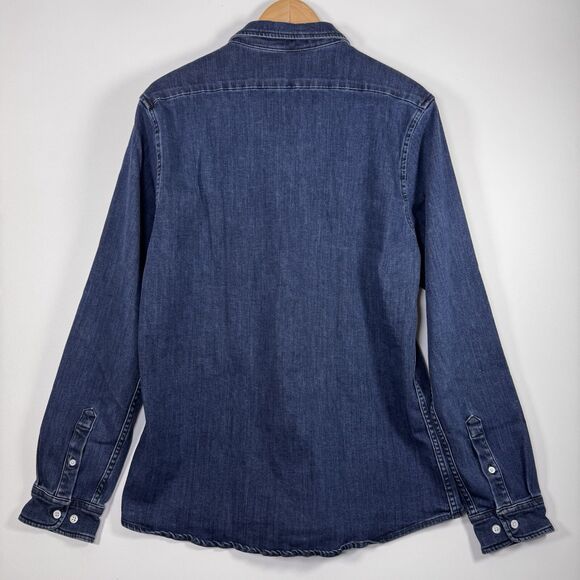 Seagale Mens XXL Denim Shirt Blue Tencel Stretch Long Sleeve Button Down Casual - Picture 4 of 10